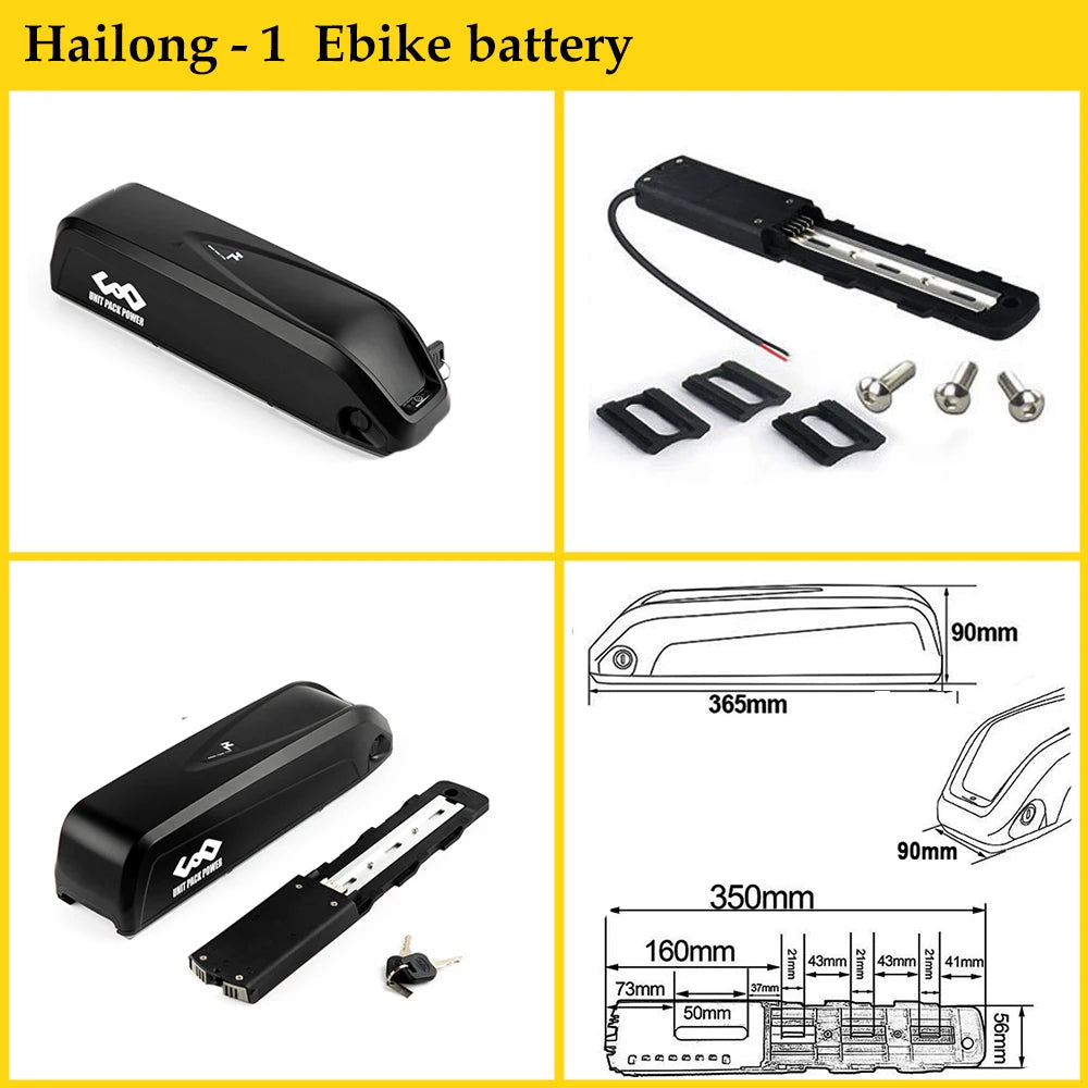 Hailong Ebike Battery 48V 36V 20Ah 14.4Ah 52vLithium 21700 E bike Electric Bicycle Batteries for 1000W 250W 350W 500W 750W