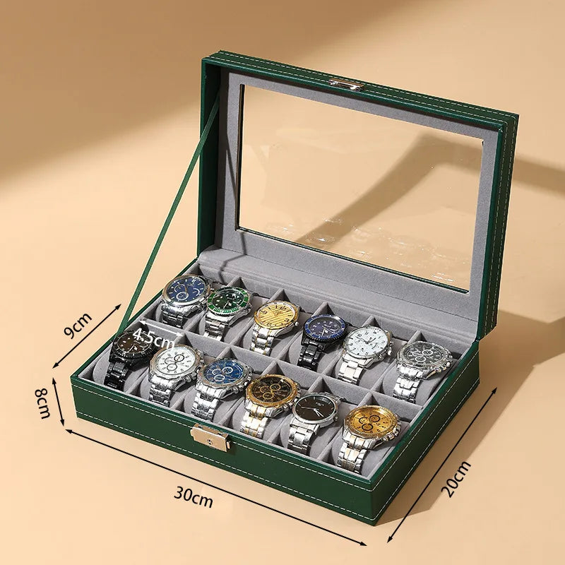 DELESYS Green Dust-proof Watch Jewelry Box With Zipper Watch Gift Box With Lock Jewelry Display Box Gift Box Birthday Present