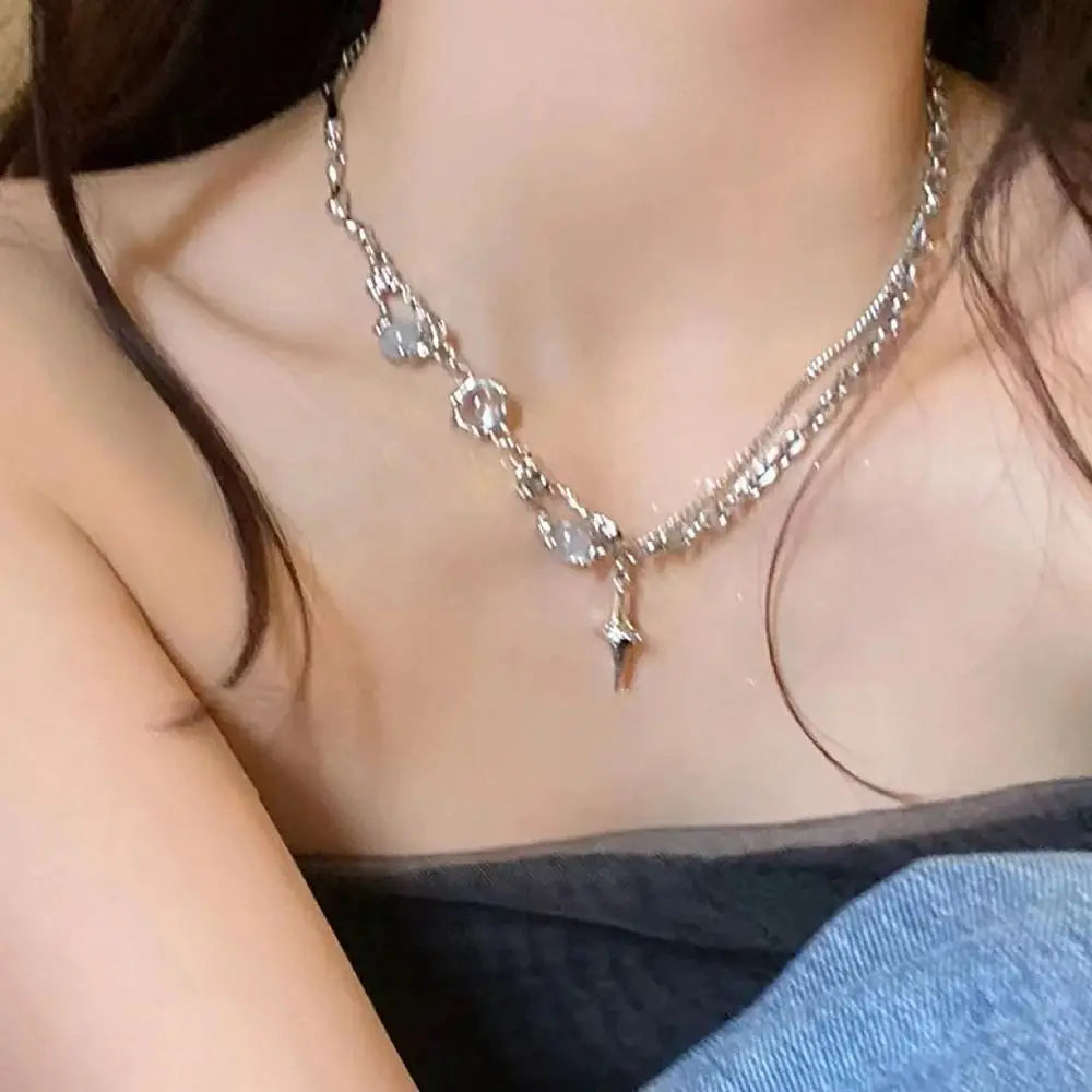 Chic Triangle Tassel Necklace Fashion Boho Long Chain Bar Pendant Clavicle Chain Gold Neck Choker