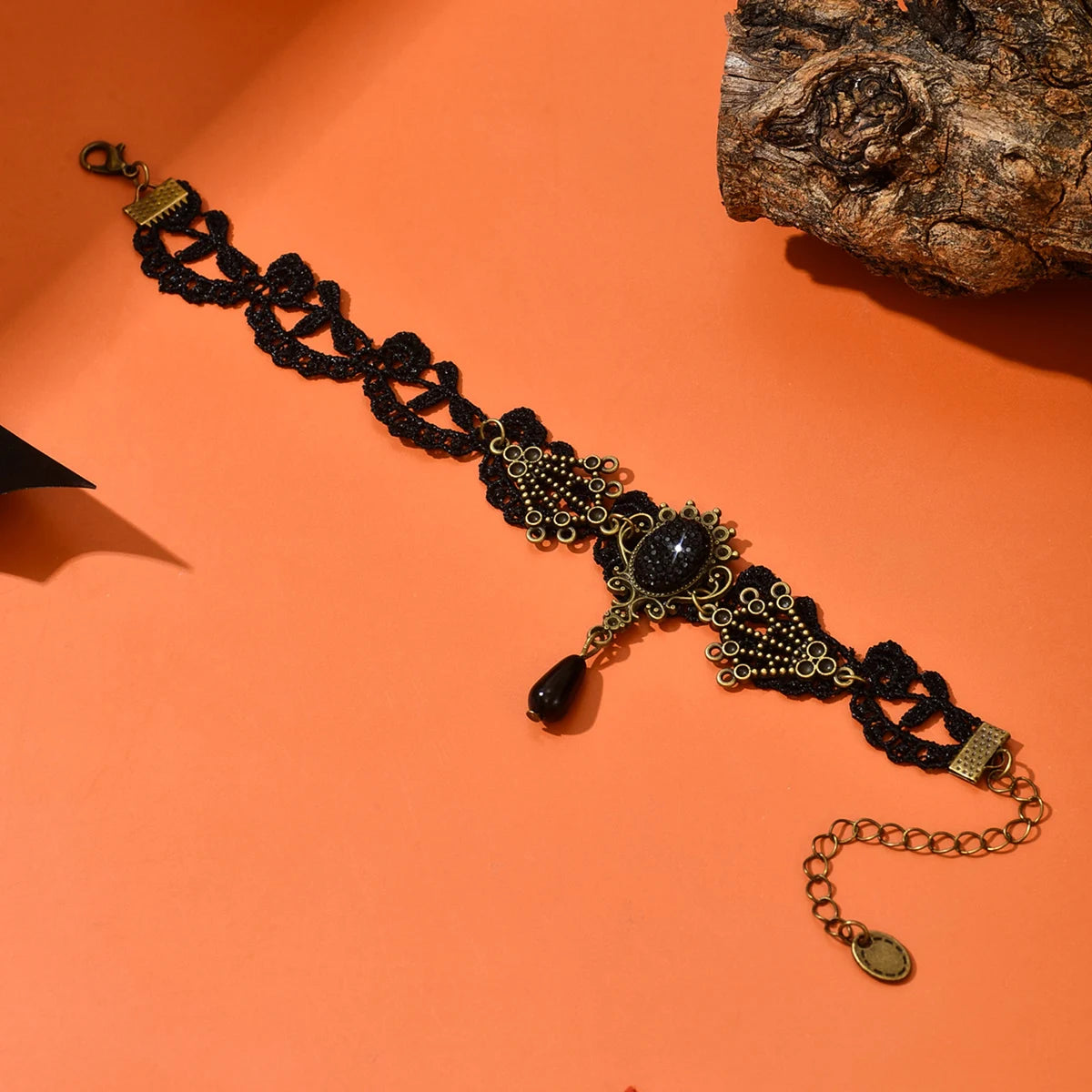 Halloween Black Lace Design Retro Personality Dark Gothic Style Bracelet for Women