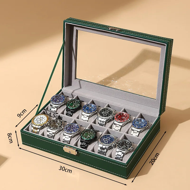 DELESYS Green Dust-proof Watch Jewelry Box With Zipper Watch Gift Box With Lock Jewelry Display Box Gift Box Birthday Present