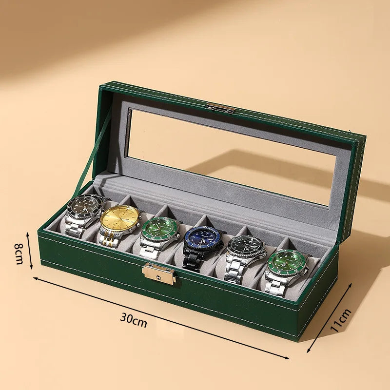 DELESYS Green Dust-proof Watch Jewelry Box With Zipper Watch Gift Box With Lock Jewelry Display Box Gift Box Birthday Present
