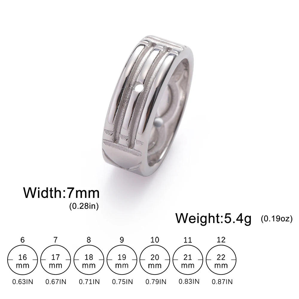 Lemegeton Simple Line Stainless Steel Charm Ring Fashion Silver Ring Men and Women Couple Wedding Gift