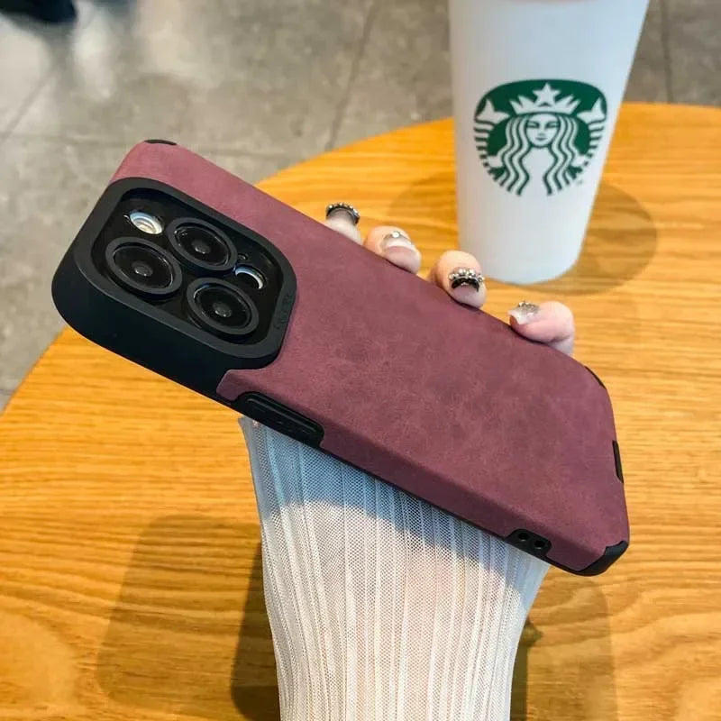Fashion Phone Case For iPhone 17 Air 16 15 14 13 12 11 Pro Max 16 Plus Fur Leather Full Lens Protection Cases Cover