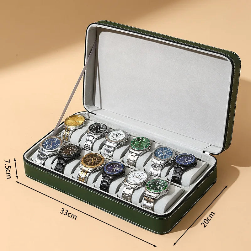 DELESYS Green Dust-proof Watch Jewelry Box With Zipper Watch Gift Box With Lock Jewelry Display Box Gift Box Birthday Present
