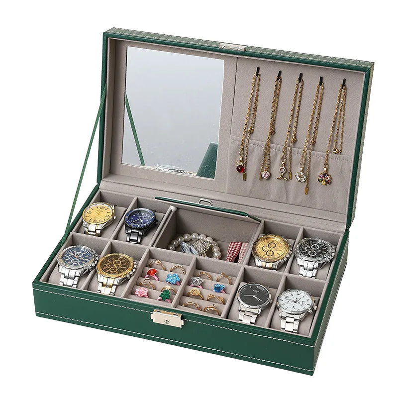 DELESYS Green Dust-proof Watch Jewelry Box With Zipper Watch Gift Box With Lock Jewelry Display Box Gift Box Birthday Present