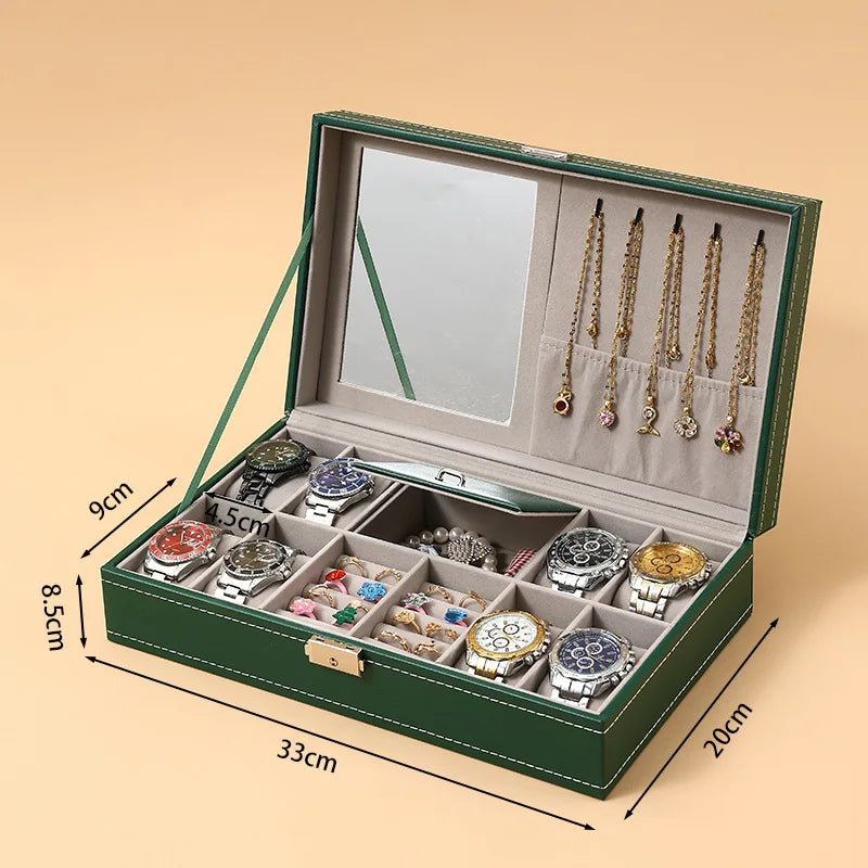 DELESYS Green Dust-proof Watch Jewelry Box With Zipper Watch Gift Box With Lock Jewelry Display Box Gift Box Birthday Present