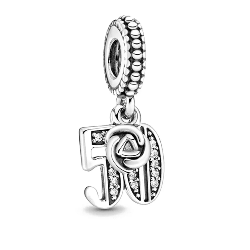 Celebration Birthday Lucky Numbers 15th 16th 18th 21st 40th 50th 60th Charm Beads Fit Original Pan Bracelet DIY Jewelry Gift