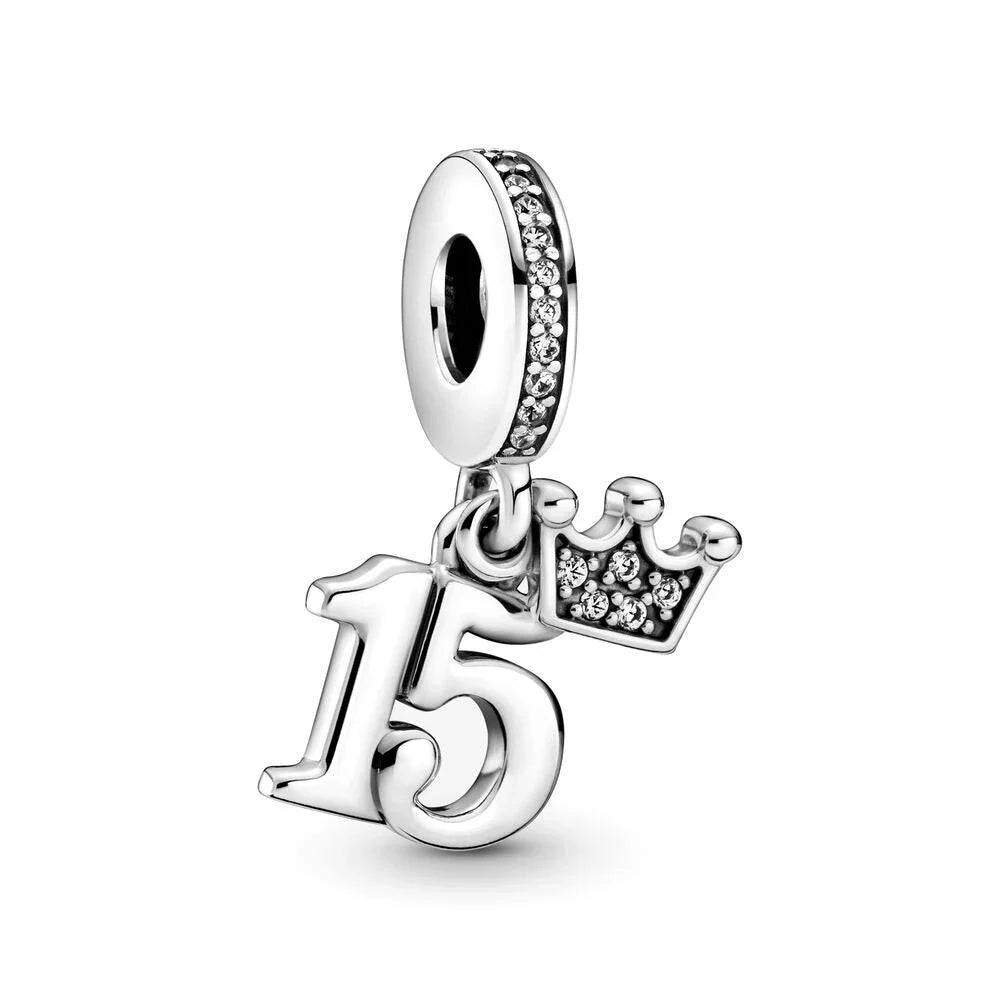 Celebration Birthday Lucky Numbers 15th 16th 18th 21st 40th 50th 60th Charm Beads Fit Original Pan Bracelet DIY Jewelry Gift