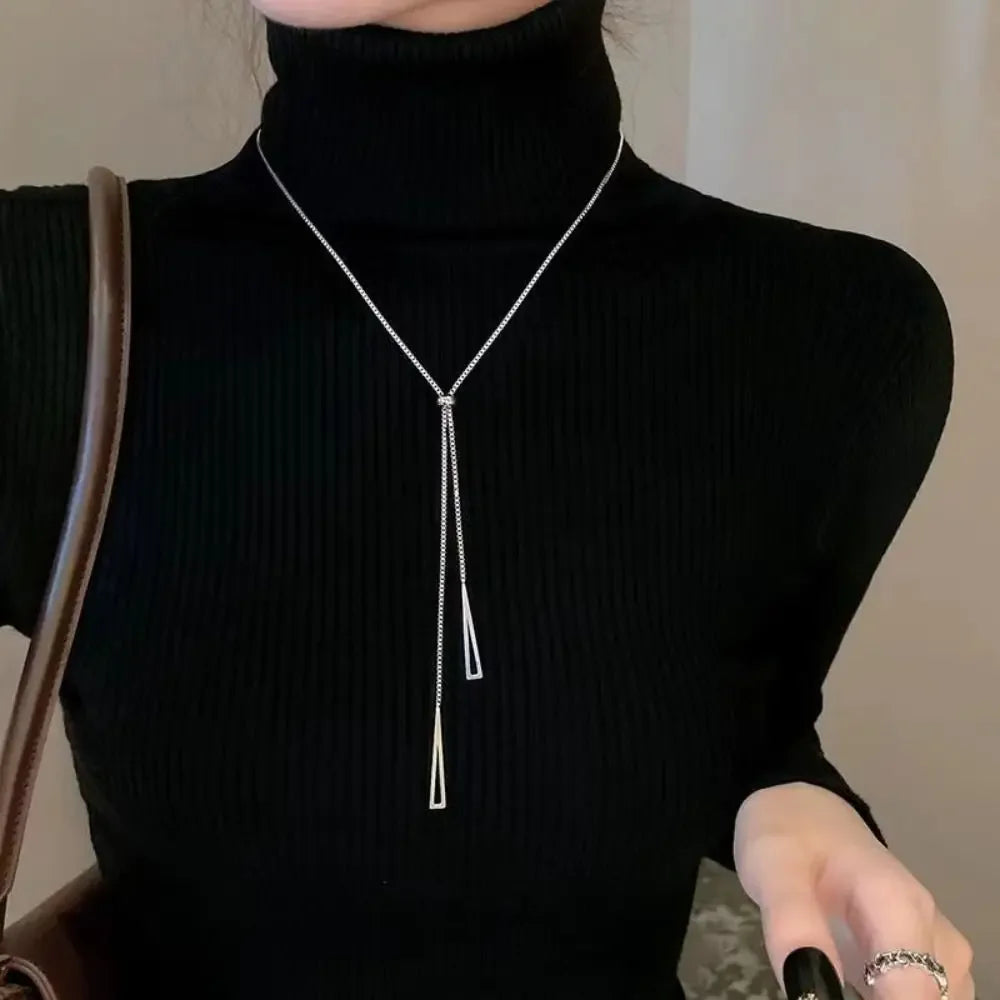 Chic Triangle Tassel Necklace Fashion Boho Long Chain Bar Pendant Clavicle Chain Gold Neck Choker