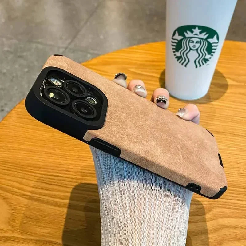 Fashion Phone Case For iPhone 17 Air 16 15 14 13 12 11 Pro Max 16 Plus Fur Leather Full Lens Protection Cases Cover
