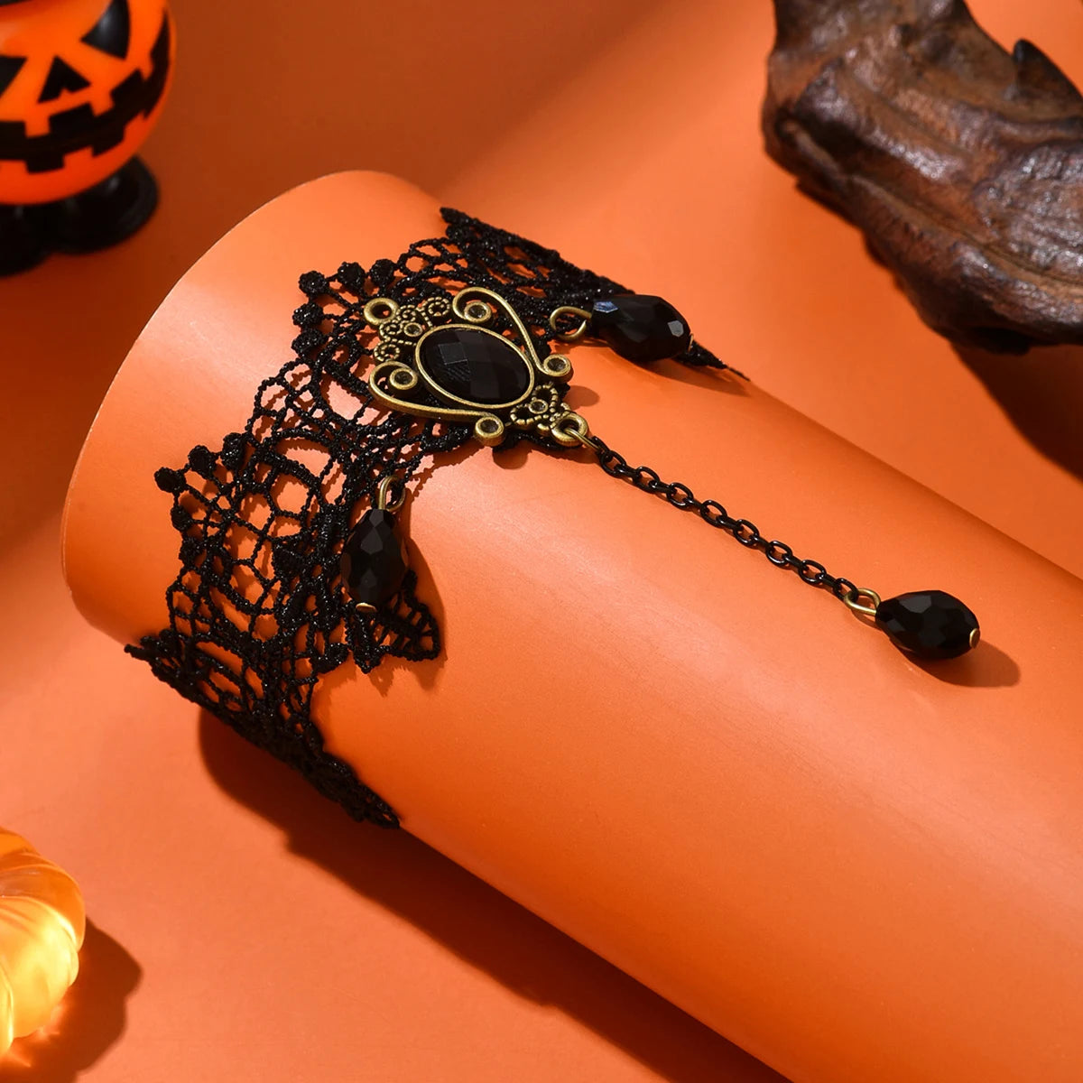 Halloween Black Lace Design Retro Personality Dark Gothic Style Bracelet for Women