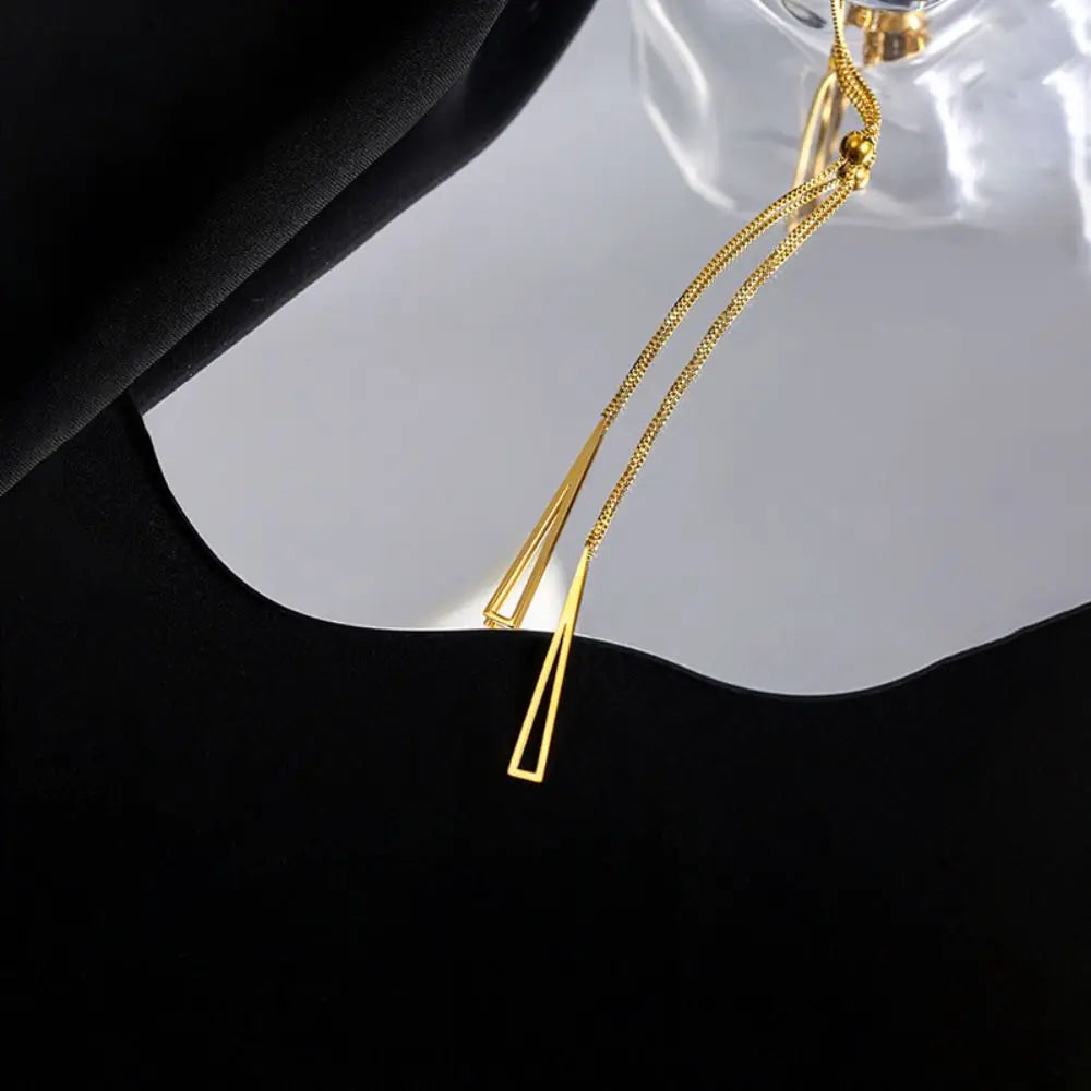 Chic Triangle Tassel Necklace Fashion Boho Long Chain Bar Pendant Clavicle Chain Gold Neck Choker