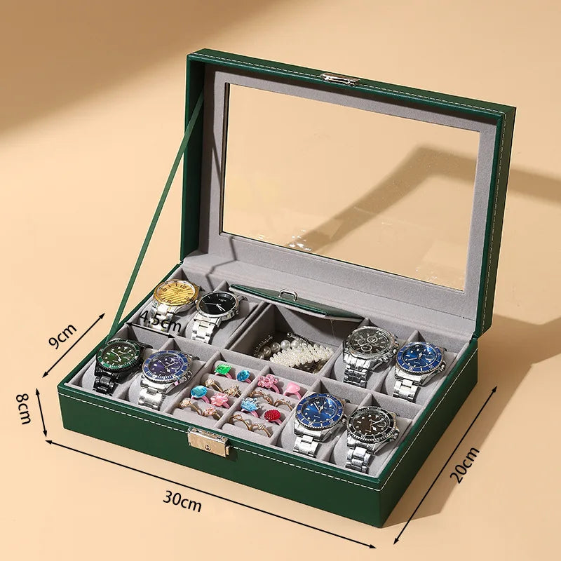 DELESYS Green Dust-proof Watch Jewelry Box With Zipper Watch Gift Box With Lock Jewelry Display Box Gift Box Birthday Present