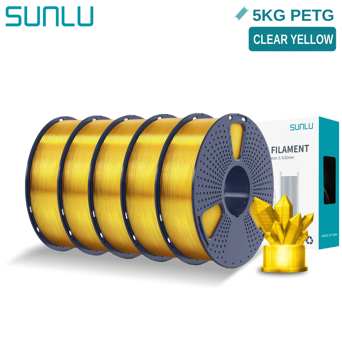 SUNLU 5KG PETG 3D Filament 1.75mm Neatly Wound High Toughness 3D Printing Spool Filament for FDM 3D Printer Materials Fast Ship