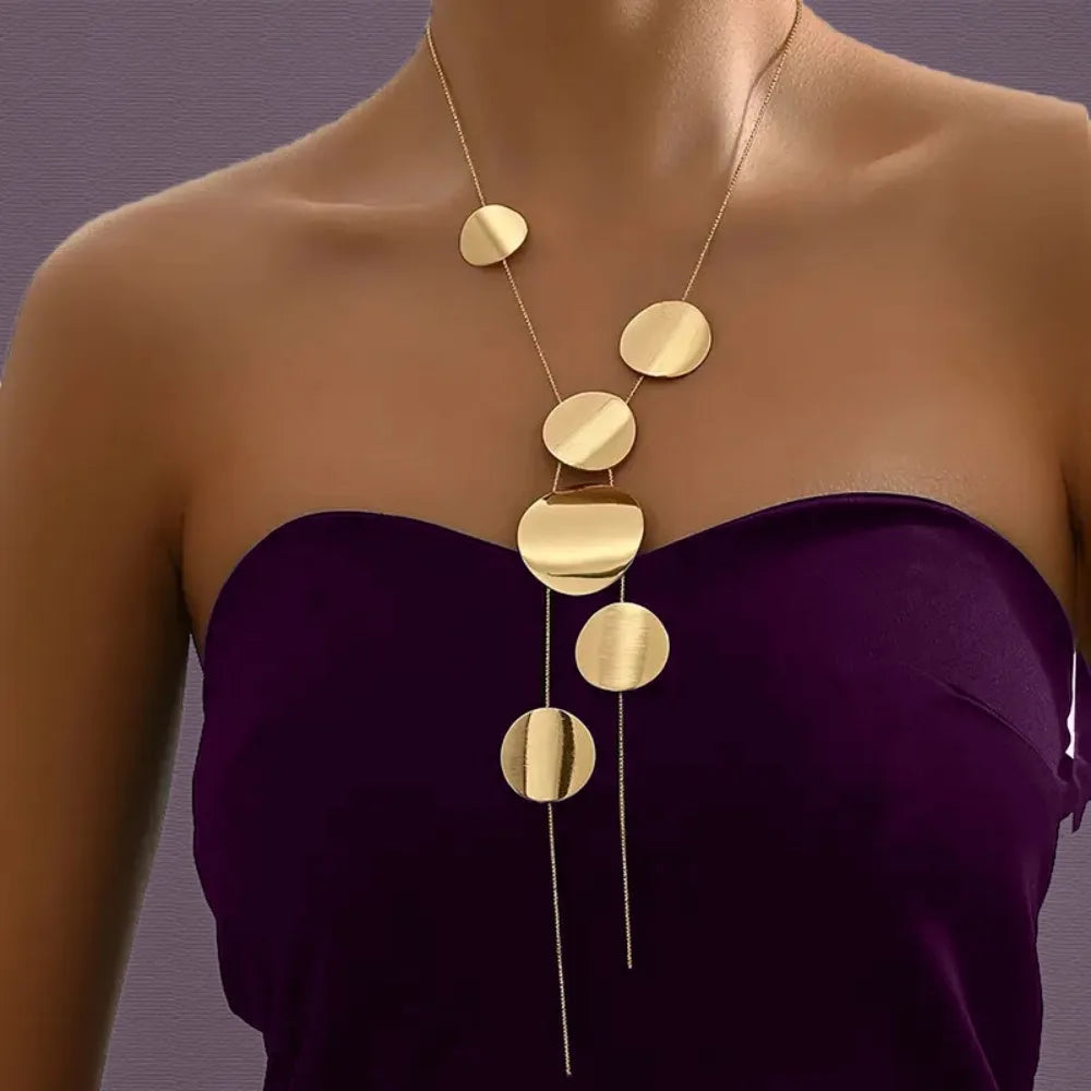 Chic Triangle Tassel Necklace Fashion Boho Long Chain Bar Pendant Clavicle Chain Gold Neck Choker