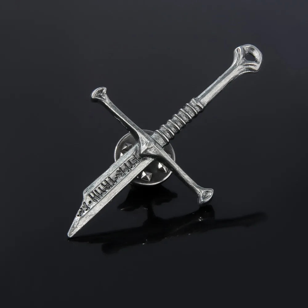 Personality Retro Punk Broken Sword Cross Enamell Pin Brooch Classic Film Men Women Charm Jewelry Accessories Party Fans Gift