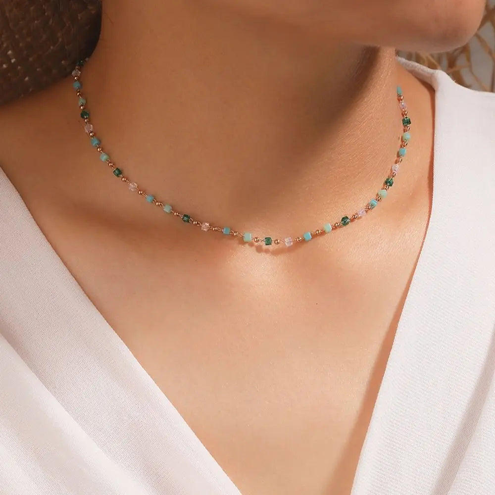 Chic Triangle Tassel Necklace Fashion Boho Long Chain Bar Pendant Clavicle Chain Gold Neck Choker
