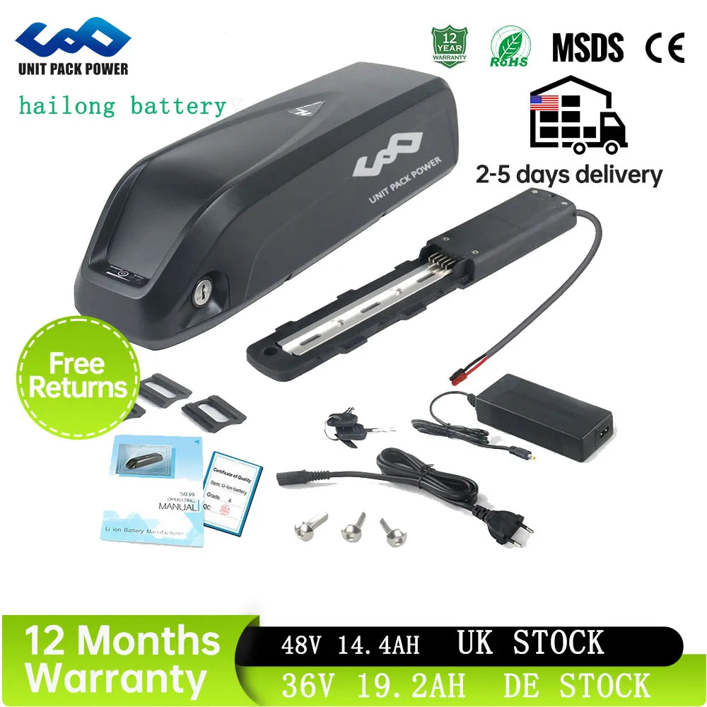 Hailong Ebike Battery 48V 36V 20Ah 14.4Ah 52vLithium 21700 E bike Electric Bicycle Batteries for 1000W 250W 350W 500W 750W