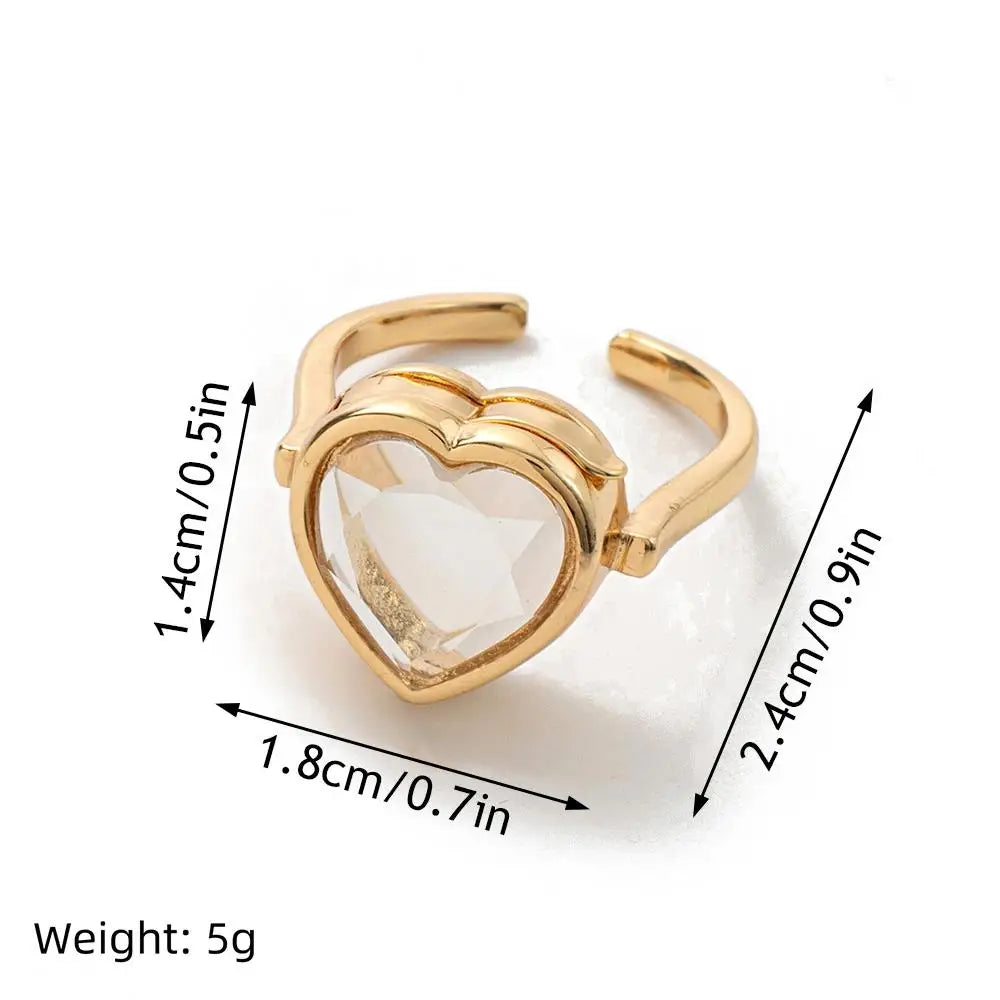 Hot Open Ring Heart-shaped Circular Box Ring That Can Be Opened DIY Colorful Zircon Accessories Fashionable Box Ring Jewelry