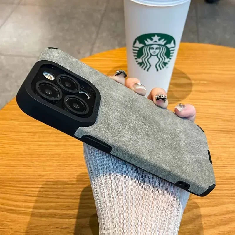 Fashion Phone Case For iPhone 17 Air 16 15 14 13 12 11 Pro Max 16 Plus Fur Leather Full Lens Protection Cases Cover