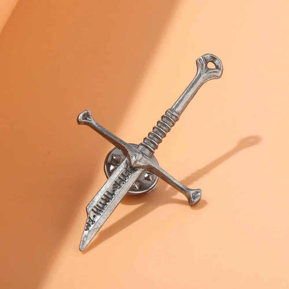 Personality Retro Punk Broken Sword Cross Enamell Pin Brooch Classic Film Men Women Charm Jewelry Accessories Party Fans Gift