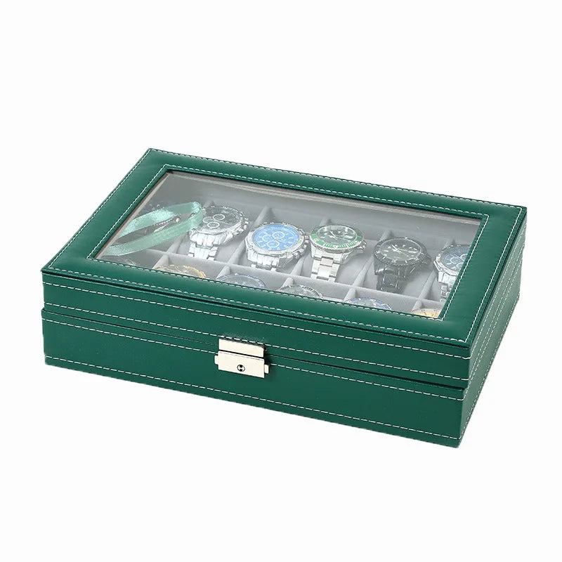 DELESYS Green Dust-proof Watch Jewelry Box With Zipper Watch Gift Box With Lock Jewelry Display Box Gift Box Birthday Present