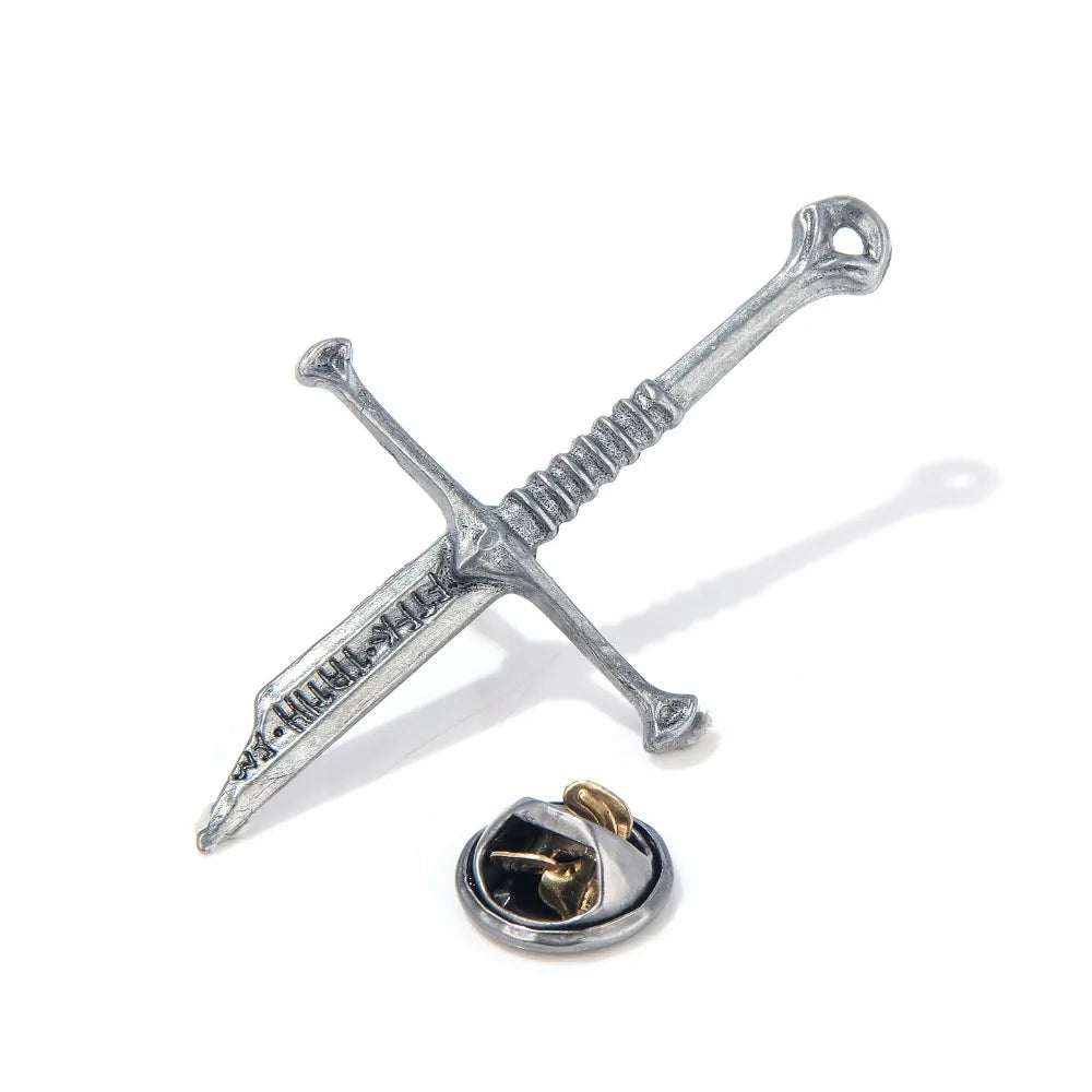 Personality Retro Punk Broken Sword Cross Enamell Pin Brooch Classic Film Men Women Charm Jewelry Accessories Party Fans Gift