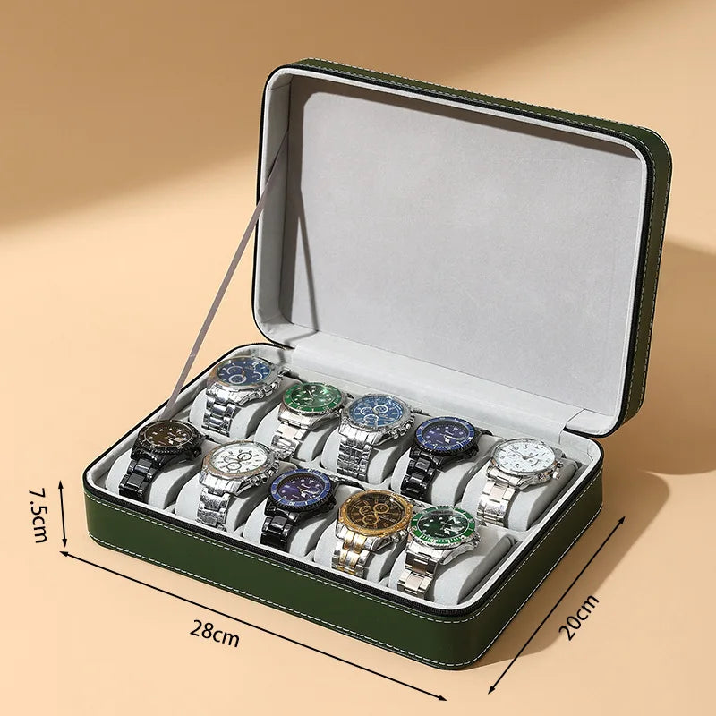 DELESYS Green Dust-proof Watch Jewelry Box With Zipper Watch Gift Box With Lock Jewelry Display Box Gift Box Birthday Present