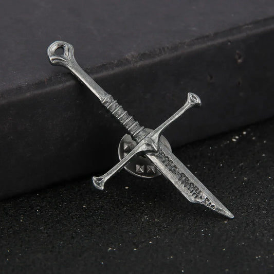 Personality Retro Punk Broken Sword Cross Enamell Pin Brooch Classic Film Men Women Charm Jewelry Accessories Party Fans Gift