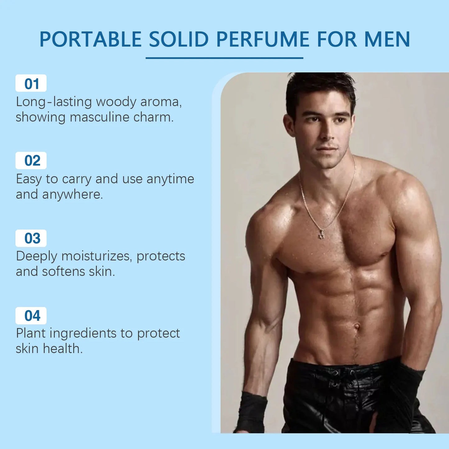 Pheromone Cologne Solid Perfume Woody Scent Lasting Natural Fragrance Release Charming Confidence Pocket Deodorant Solid Balm