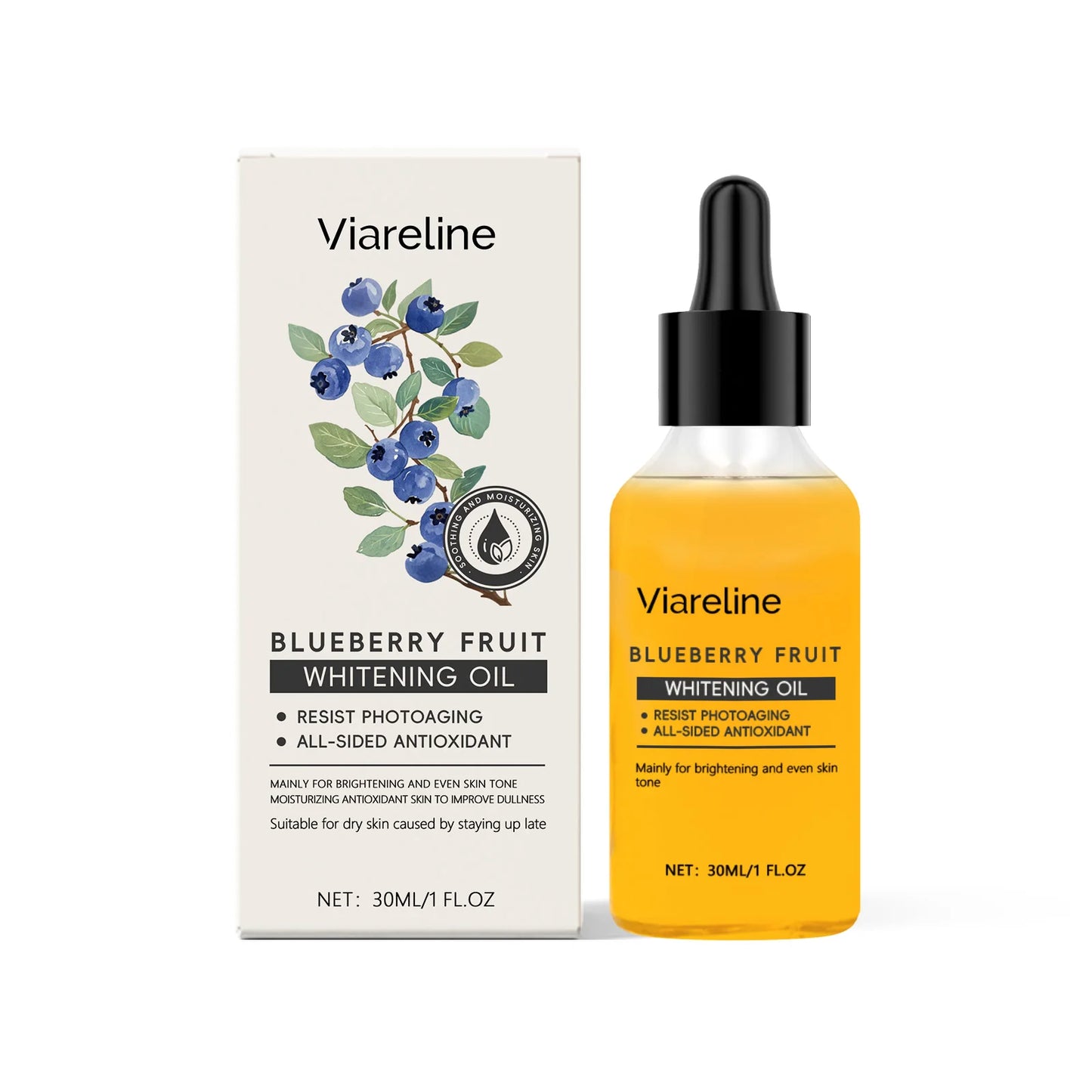 Viareline Blueberry Skin Serum Reduce Dullness Moisturizing Anti-wrinkle Improve Skin Texture Glowing Skin Tone Facial Serum