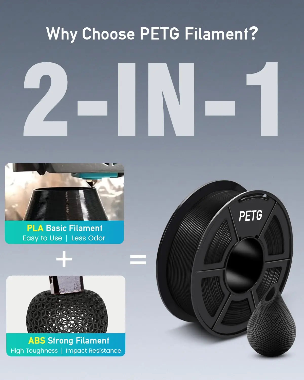SUNLU 5KG PETG 3D Filament 1.75mm Neatly Wound High Toughness 3D Printing Spool Filament for FDM 3D Printer Materials Fast Ship