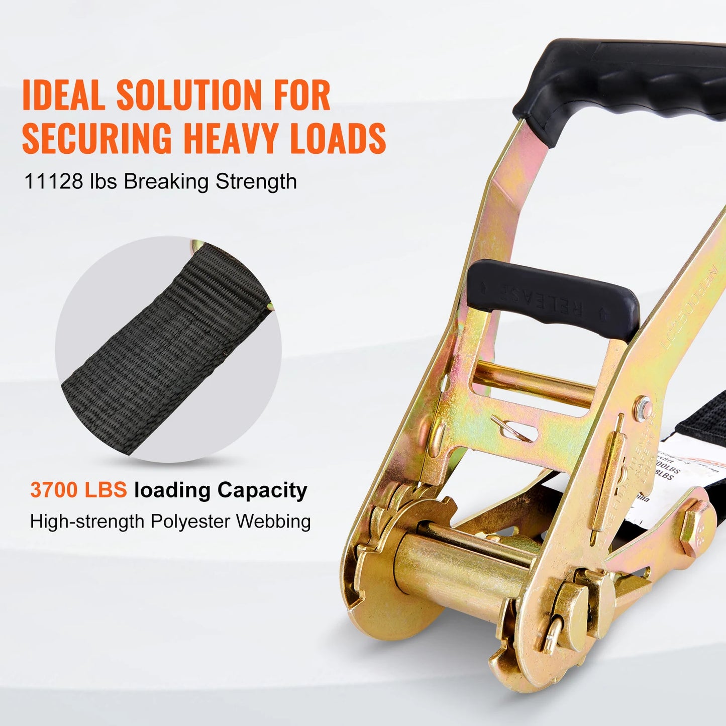 SucceBuy 4pcs 2/4/8M Ratchet Strap Tie Down Cargo Belt with Metal Buckle Tensioner Strong Lashing for Luggage Car Motorcycle