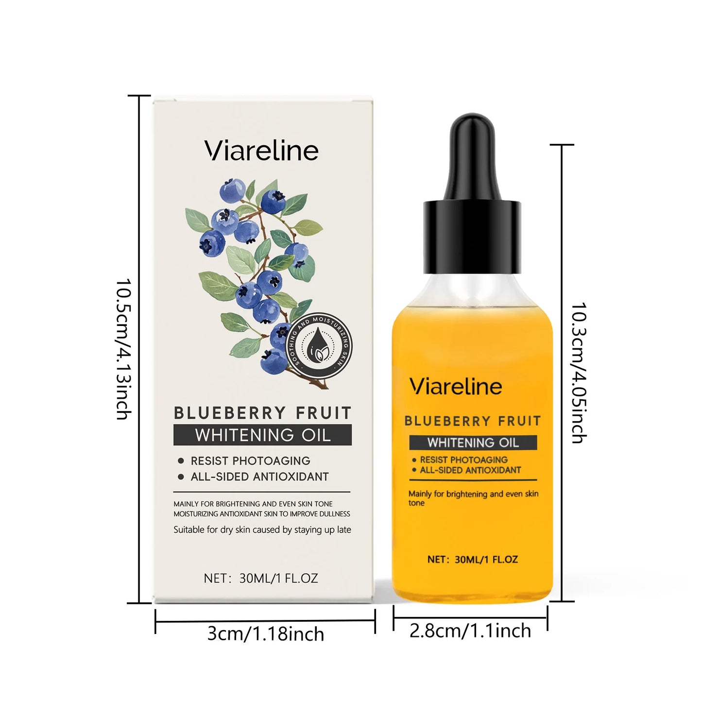 Viareline Blueberry Skin Serum Reduce Dullness Moisturizing Anti-wrinkle Improve Skin Texture Glowing Skin Tone Facial Serum