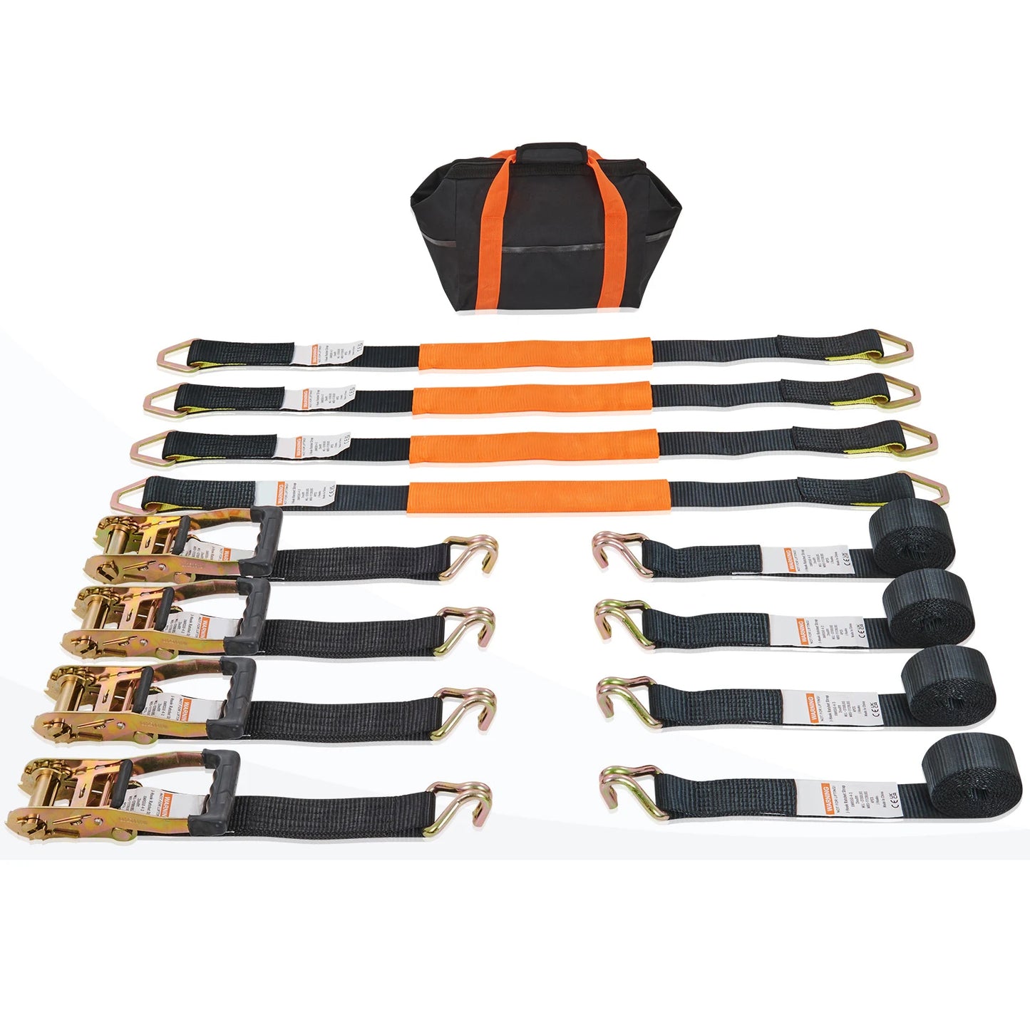 SucceBuy 4pcs 2/4/8M Ratchet Strap Tie Down Cargo Belt with Metal Buckle Tensioner Strong Lashing for Luggage Car Motorcycle