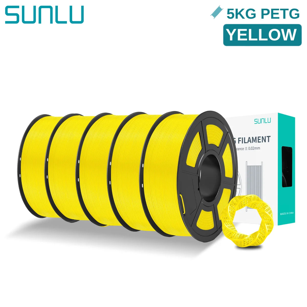SUNLU 5KG PETG 3D Filament 1.75mm Neatly Wound High Toughness 3D Printing Spool Filament for FDM 3D Printer Materials Fast Ship