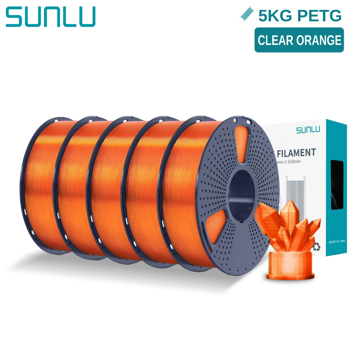 SUNLU 5KG PETG 3D Filament 1.75mm Neatly Wound High Toughness 3D Printing Spool Filament for FDM 3D Printer Materials Fast Ship
