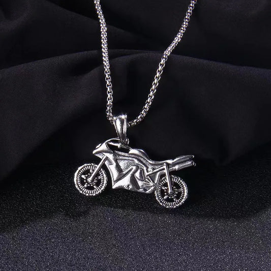 Fashion Punk Motorcycle Series Rider Stainless Steel Men Necklace Pendant Chain Fashion Retro Jewelry Gifts Wholesale Necklace