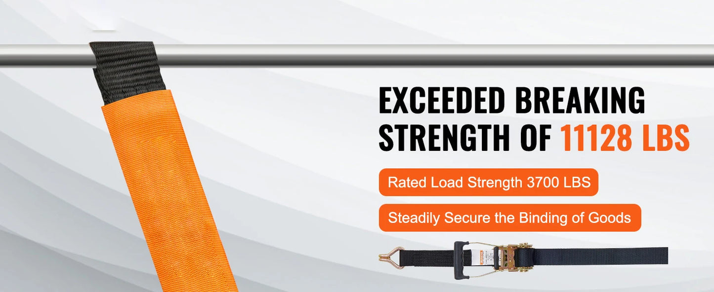 SucceBuy 4pcs 2/4/8M Ratchet Strap Tie Down Cargo Belt with Metal Buckle Tensioner Strong Lashing for Luggage Car Motorcycle