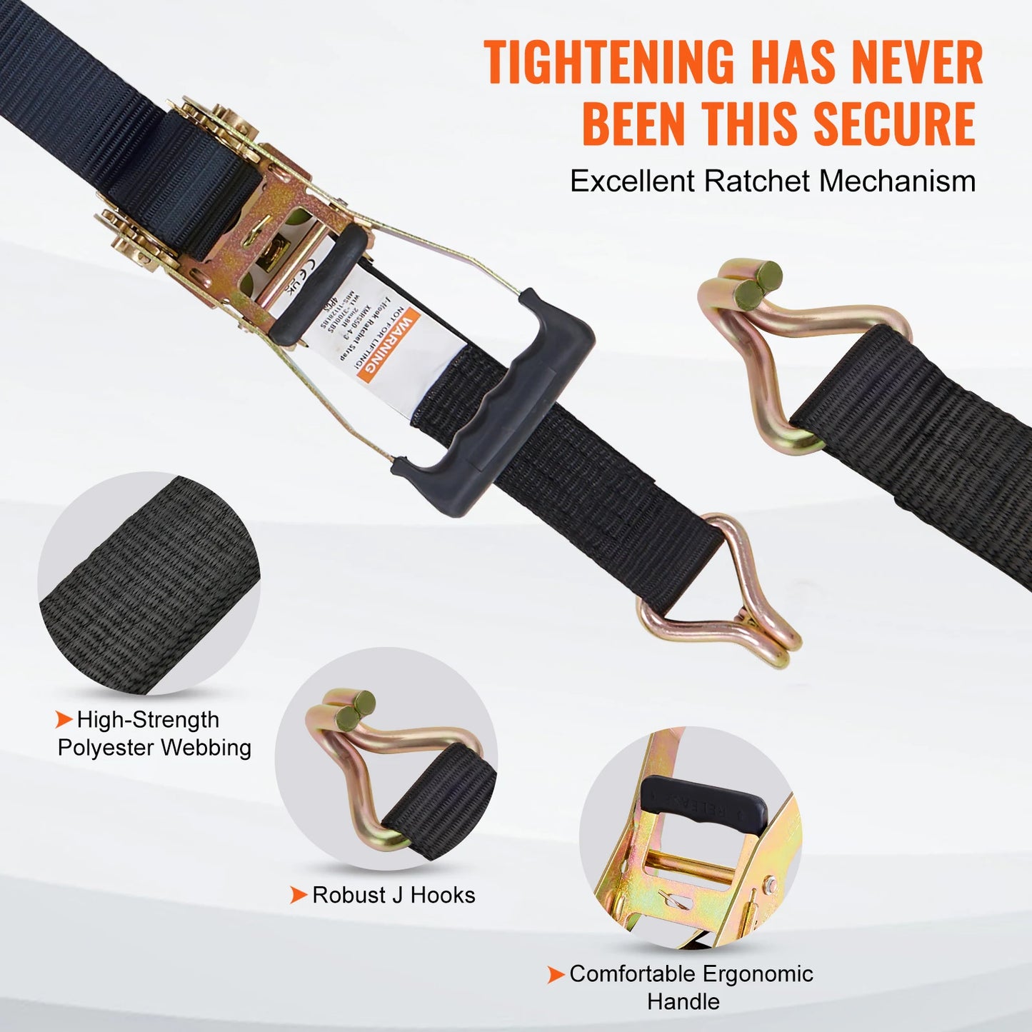 SucceBuy 4pcs 2/4/8M Ratchet Strap Tie Down Cargo Belt with Metal Buckle Tensioner Strong Lashing for Luggage Car Motorcycle