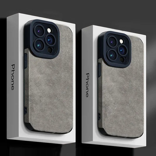 Fashion Phone Case For iPhone 17 Air 16 15 14 13 12 11 Pro Max 16 Plus Fur Leather Full Lens Protection Cases Cover