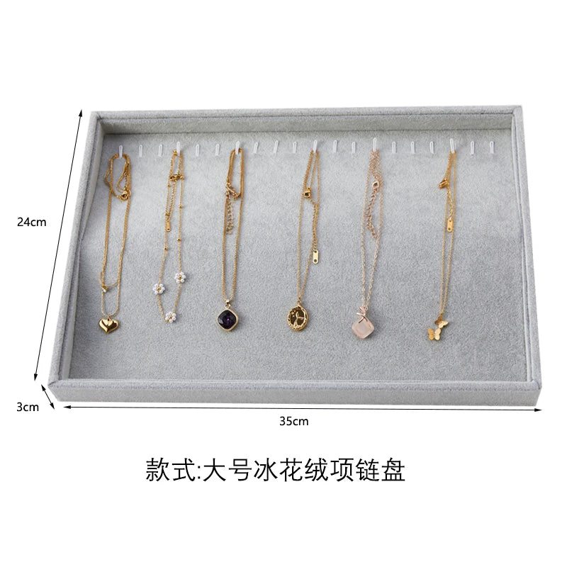 Big Jewelry Organizer Velvet Jewelry Storage Tray Display Ring Bracelet Necklace Storage Box Showcase Drawer