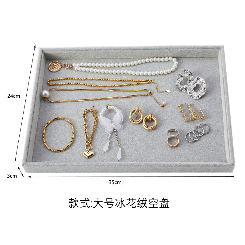 Big Jewelry Organizer Velvet Jewelry Storage Tray Display Ring Bracelet Necklace Storage Box Showcase Drawer